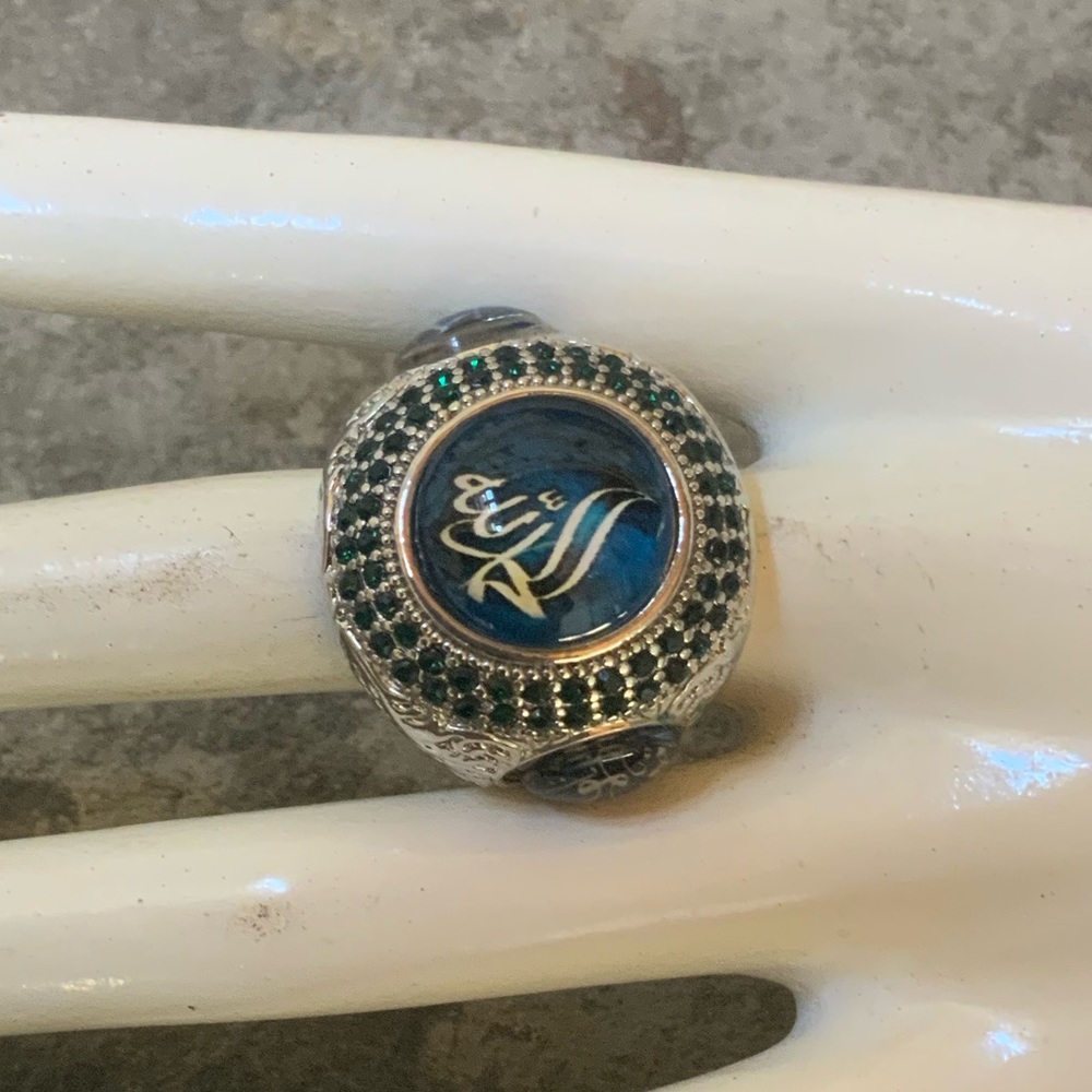 Silver Sapphire Stone Mens Ring - Picture 12 of 12